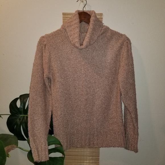 Vintage Tan / Peach Boucle Cowl Neck Sweater - Picture 3 of 5